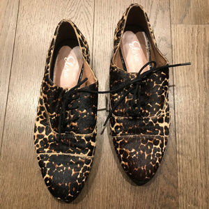 Elorie Leopard Calf Hair Print Lace-Up Oxford - 9M